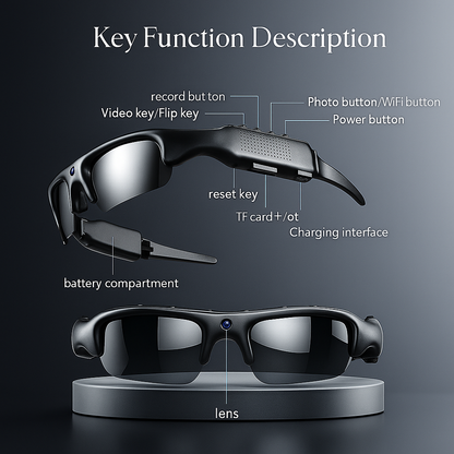 HD 1080P Glasses WIFI Camera Outdoor Bicycle Motorcycle Security Protection Sunglasses Video Camera Smart Glasses Sports Camera