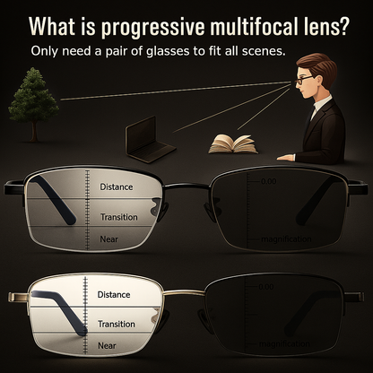 2025 Titanium Alloy Progressive Photochromic Reading Glasses Women Men Multi Focus anti Blue Light Presbyopia Glasses Sports