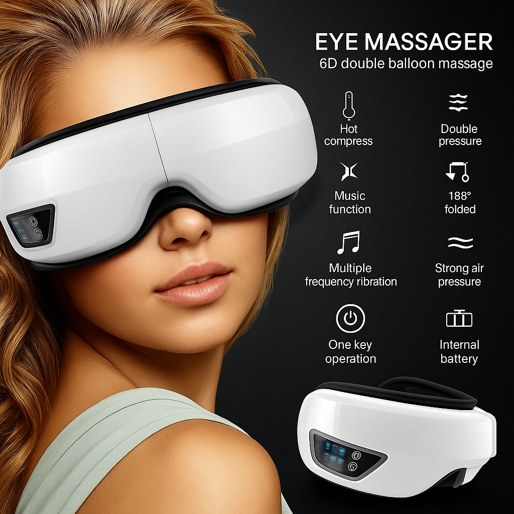 Eye Massage Instrument Neck Massager Smart Glasses Bluetooth Pressotherapy Heating Hot Acupressure Vibration anti Dark Circle