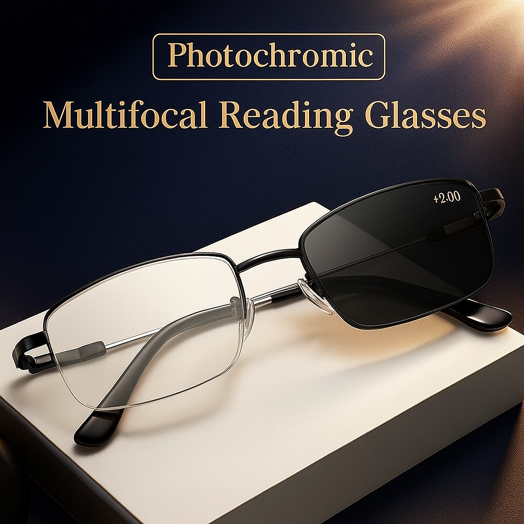 2025 Titanium Alloy Progressive Photochromic Reading Glasses Women Men Multi Focus anti Blue Light Presbyopia Glasses Sports