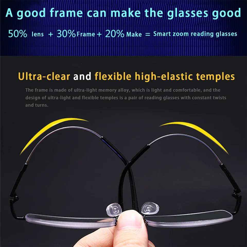 2025 Titanium Alloy Progressive Photochromic Reading Glasses Women Men Multi Focus anti Blue Light Presbyopia Glasses Sports