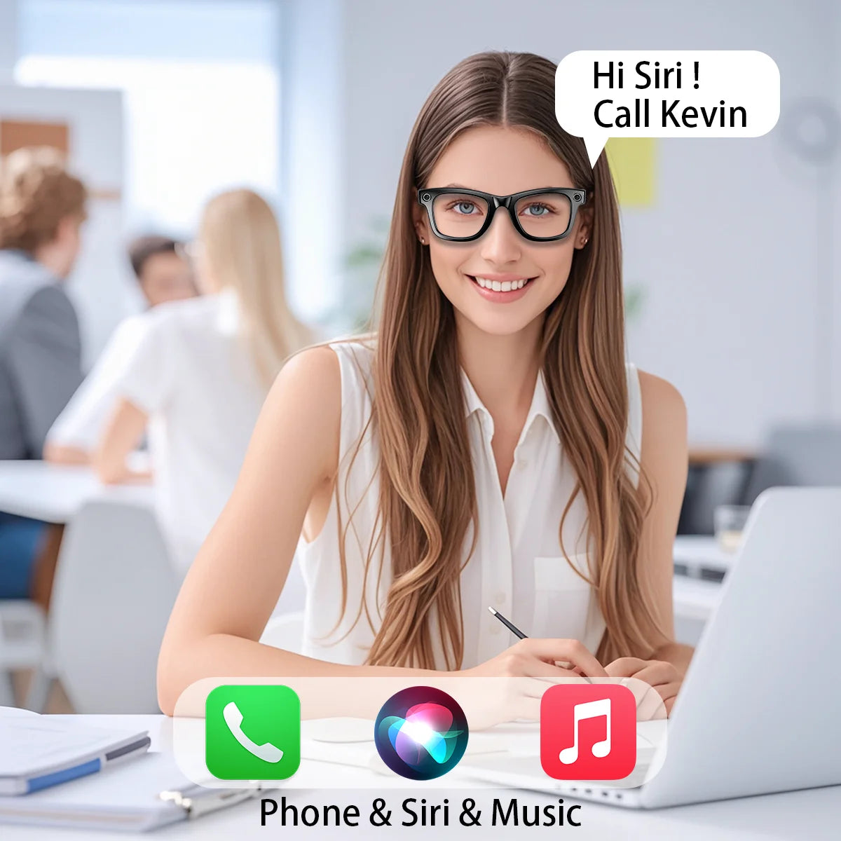 AI Translation Smart Glasses Bluetooth for Men Women with 140 Language,Headphone with Speaker,Camera Glasses for Travel Meeting